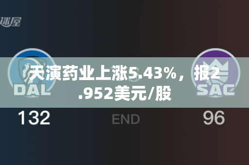 天演药业上涨5.43%，报2.952美元/股